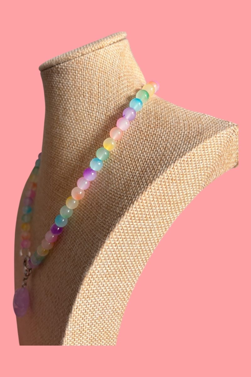 Pastel ombre glass beaded star charm necklace