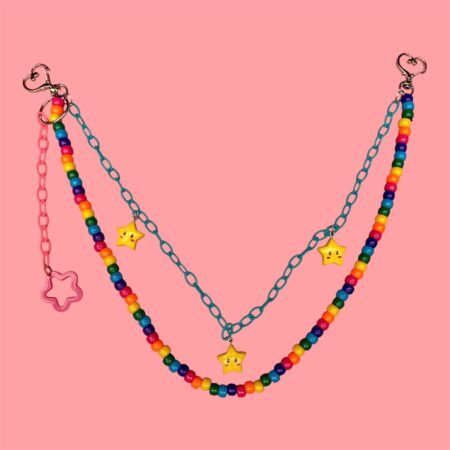 Rainbow beaded star charm trouser or bag chain