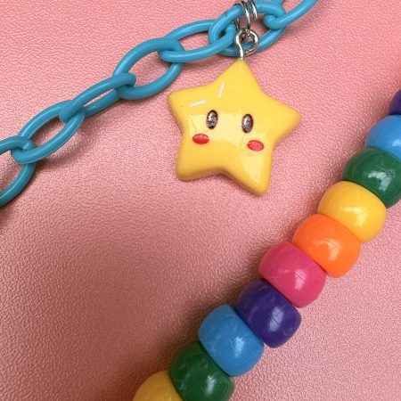 Rainbow beaded star charm trouser or bag chain