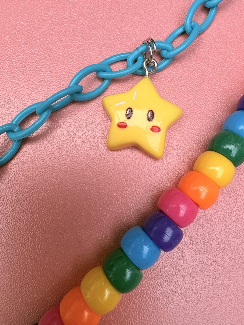 Rainbow beaded star charm trouser or bag chain