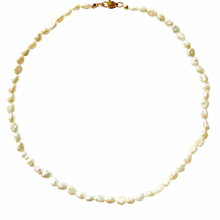 Handcrafted Baroque Freshwater Pearl Choker Necklace - 15"