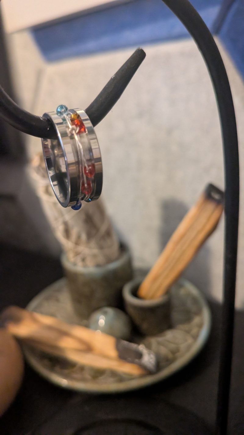 Handmade Seed Bead Anxiety Spinner Ring | Stainless Steel