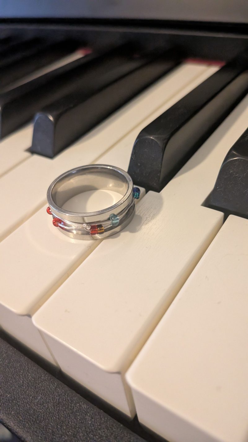 Handmade Seed Bead Anxiety Spinner Ring | Stainless Steel