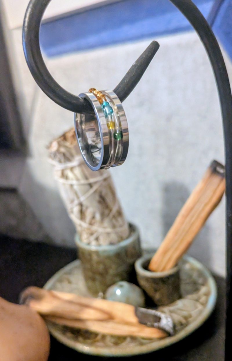 Handmade Seed Bead Anxiety Spinner Ring | Stainless Steel