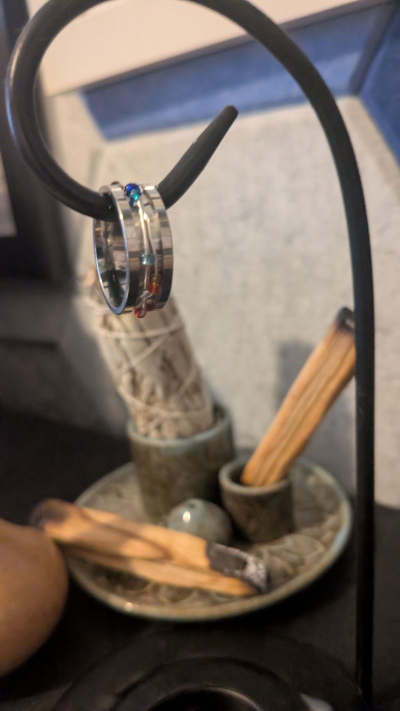 Handmade Seed Bead Anxiety Spinner Ring | Stainless Steel