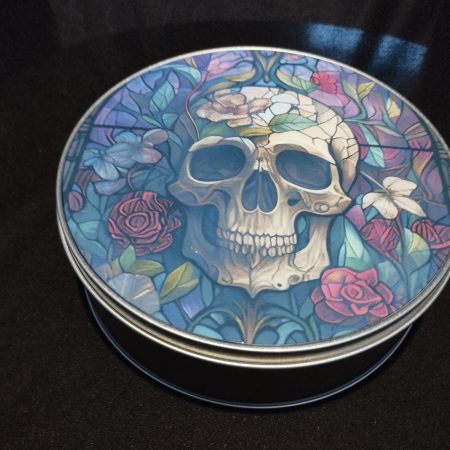 Skull Gothic Storage Tin - Round Metal Tin
