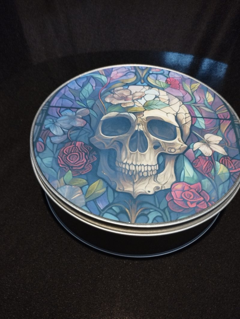 Skull Gothic Storage Tin - Round Metal Tin