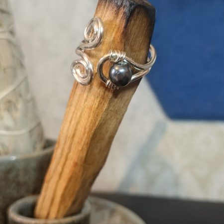 Wire Wrapped Pearl Bead Ring | Size 7 | Handmade Spiral Ring | Boho Ring | Gift for Her