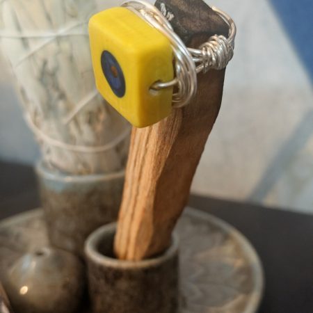Wire Wrapped Yellow Square Bead Ring | Size 5 | Handmade Boho Ring | Statement Ring | Gift for Her