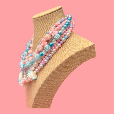 Pastel kawaii maximalist multi layer bow detail necklace