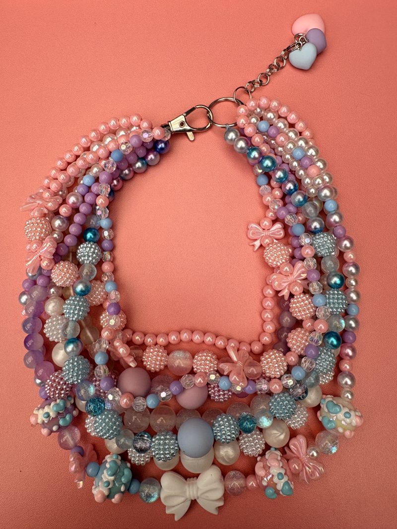 Pastel kawaii maximalist multi layer bow detail necklace
