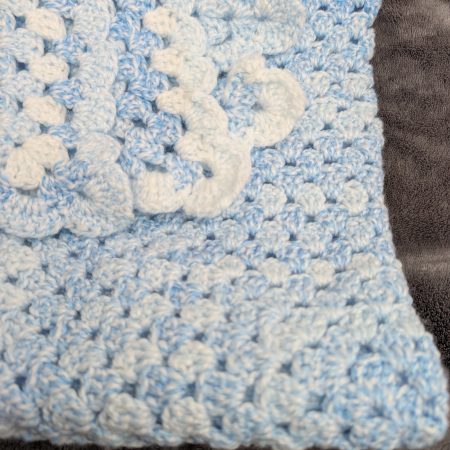 Blue crochet baby blanket