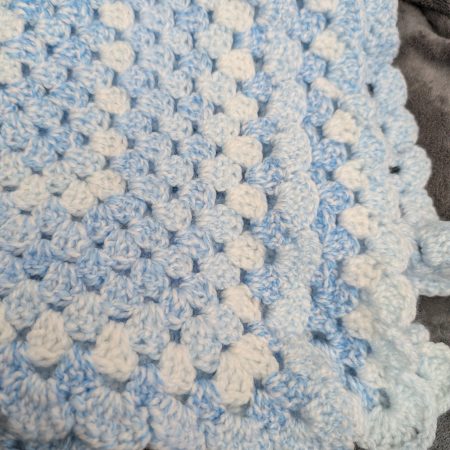 Blue crochet baby blanket