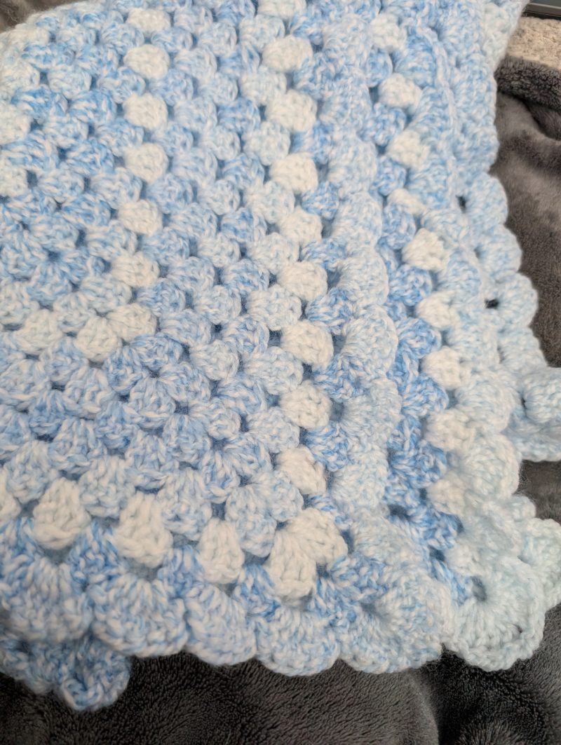 Blue crochet baby blanket