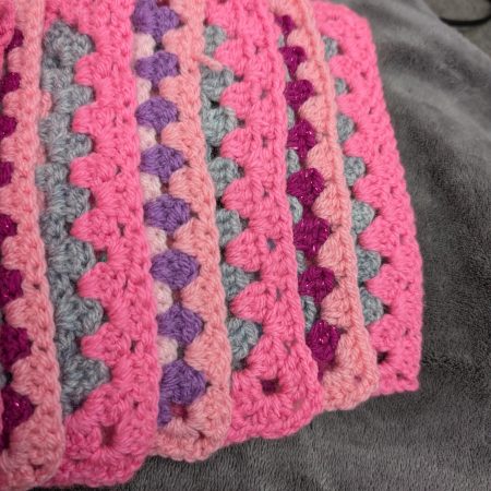 Pink granny squares 14 in total