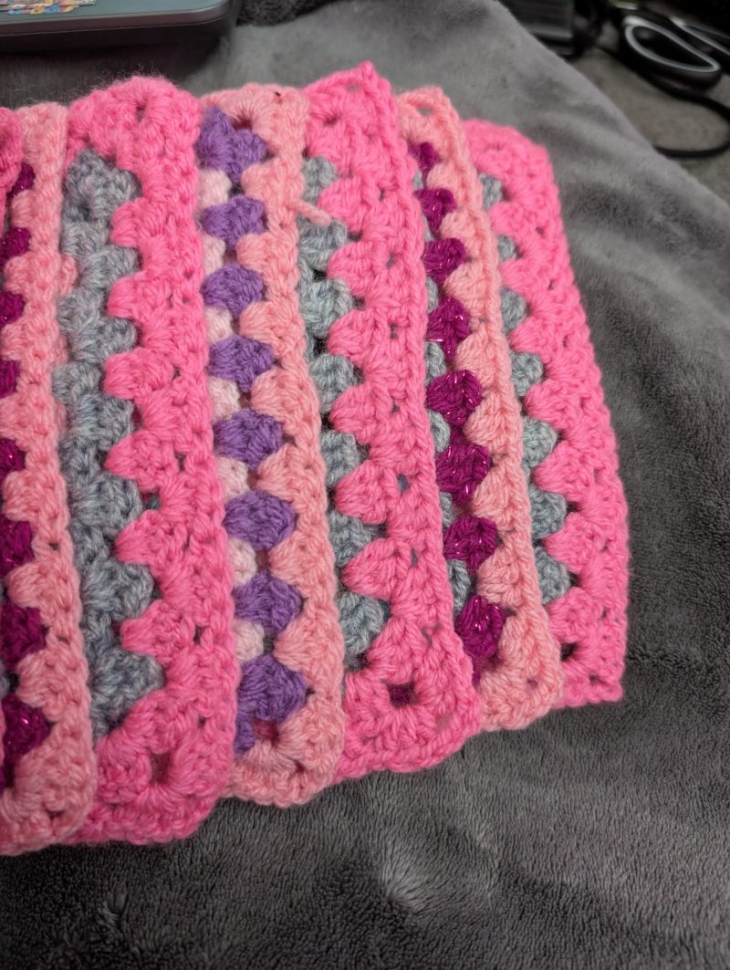 Pink granny squares 14 in total