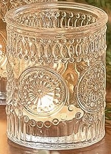 Handwoven willow over glass votive candle holder / tealight holder