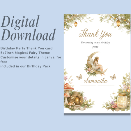 Magical Fairy Birthday Party Pack – Editable Canva Digital Download