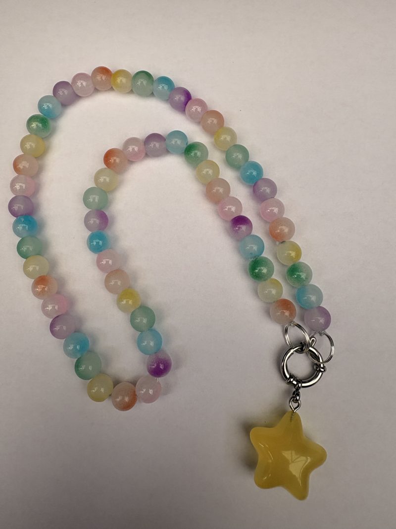Pastel Ombré glass beaded star charm necklace