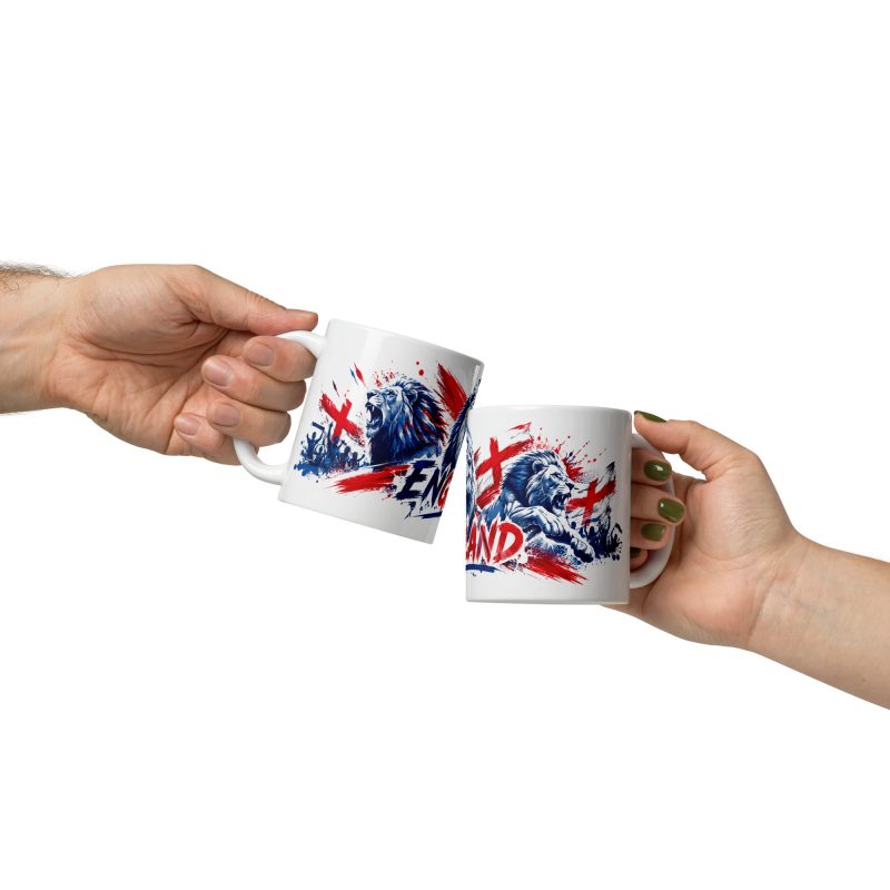 England Three Lions Mug | White 11oz Ceramic Football Fan Gift
