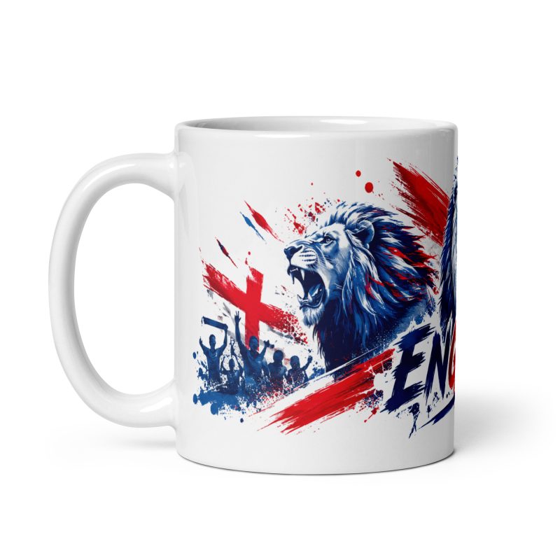 England Three Lions Mug | White 11oz Ceramic Football Fan Gift