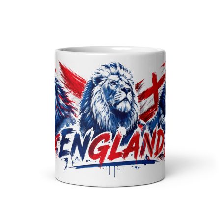 England Three Lions Mug | White 11oz Ceramic Football Fan Gift