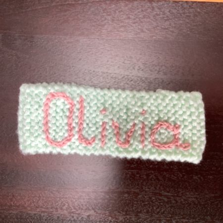 Hand knitted personalised baby headband/ear warmers 0-9 months, in a variety of colours