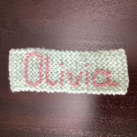 Hand Knitted Personalised Baby Headband Ear Warmer 0-9 Months