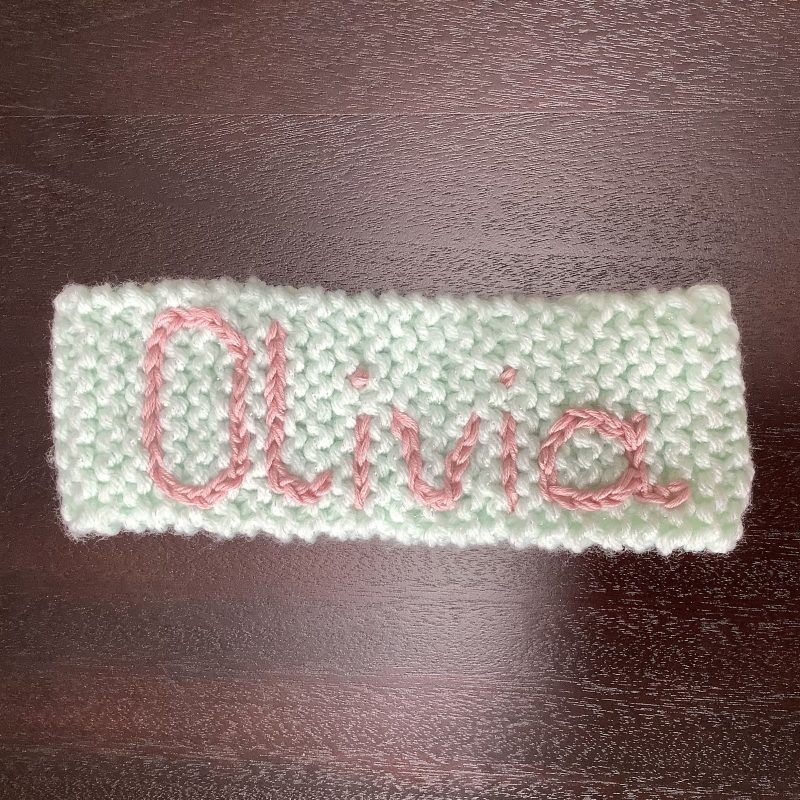 Hand Knitted Personalised Baby Headband Ear Warmer 0-9 Months