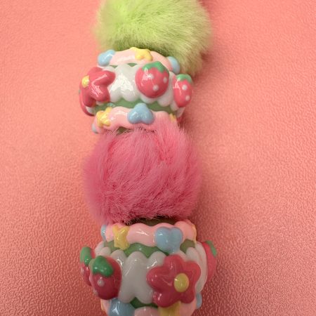 Pink and green strawberry themed funky bright necklace