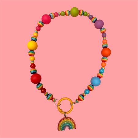 Pride rainbow beaded charm necklace