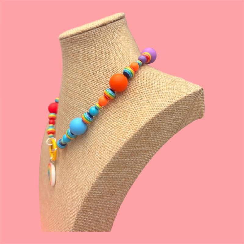 Pride rainbow beaded charm necklace
