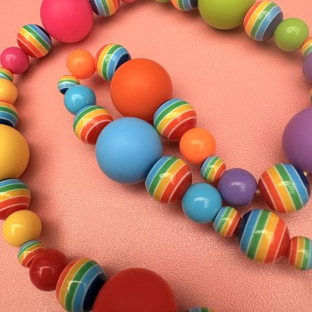 Pride rainbow beaded charm necklace