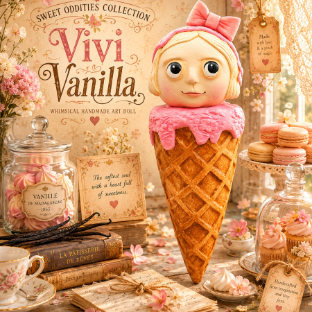 Handmade OOAK Art Doll Vivi Vanilla from Sweet Oddities Collection