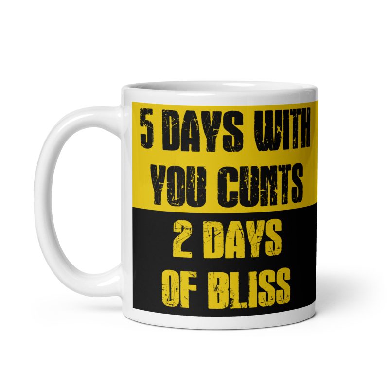 Funny Adult Humour Ceramic Mug – White 11oz Yellow & Black Cheeky Workplace Style