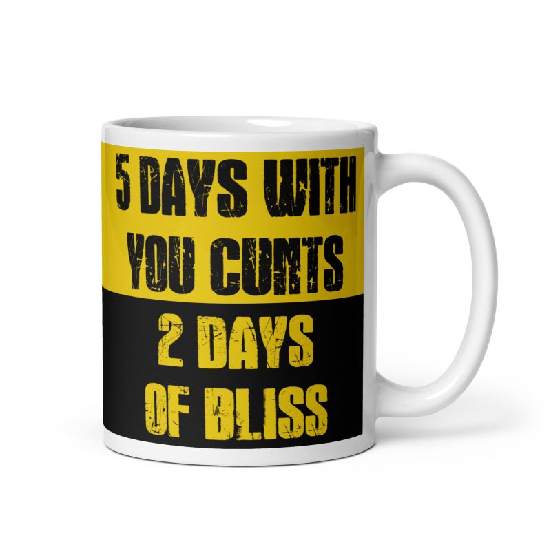 Funny Adult Humour Ceramic Mug – White 11oz Yellow & Black Cheeky Workplace Style
