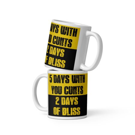 Funny Adult Humour Ceramic Mug – White 11oz Yellow & Black Cheeky Workplace Style