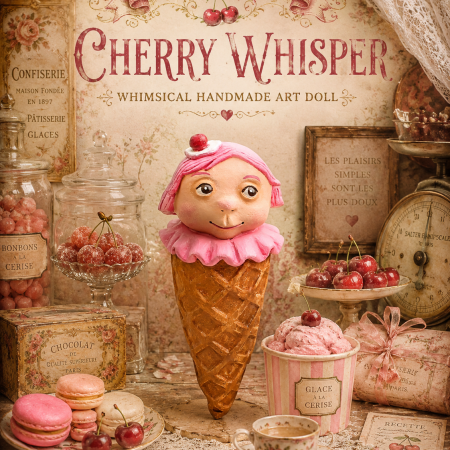 🍒 Cherry Whisper – Art Doll from the “Sweet Oddities” Series