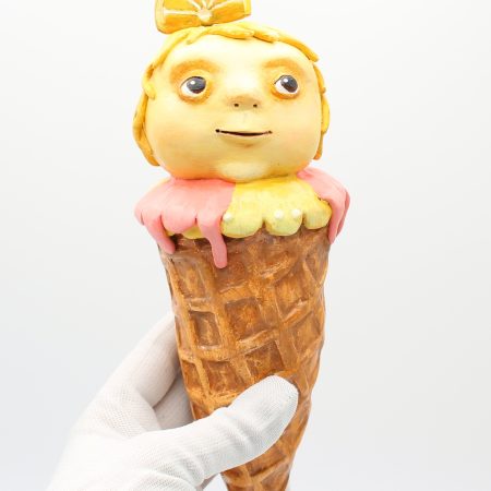 Lemon Spark OOAK Art Doll, Handmade Paper Clay Ice Cream Character