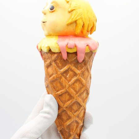 Lemon Spark OOAK Art Doll, Handmade Paper Clay Ice Cream Character