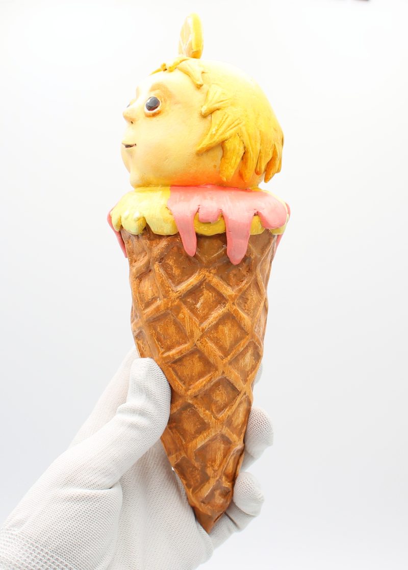 Lemon Spark OOAK Art Doll, Handmade Paper Clay Ice Cream Character