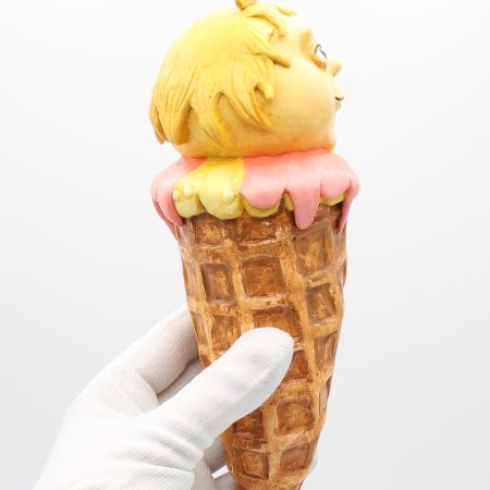 Lemon Spark OOAK Art Doll, Handmade Paper Clay Ice Cream Character