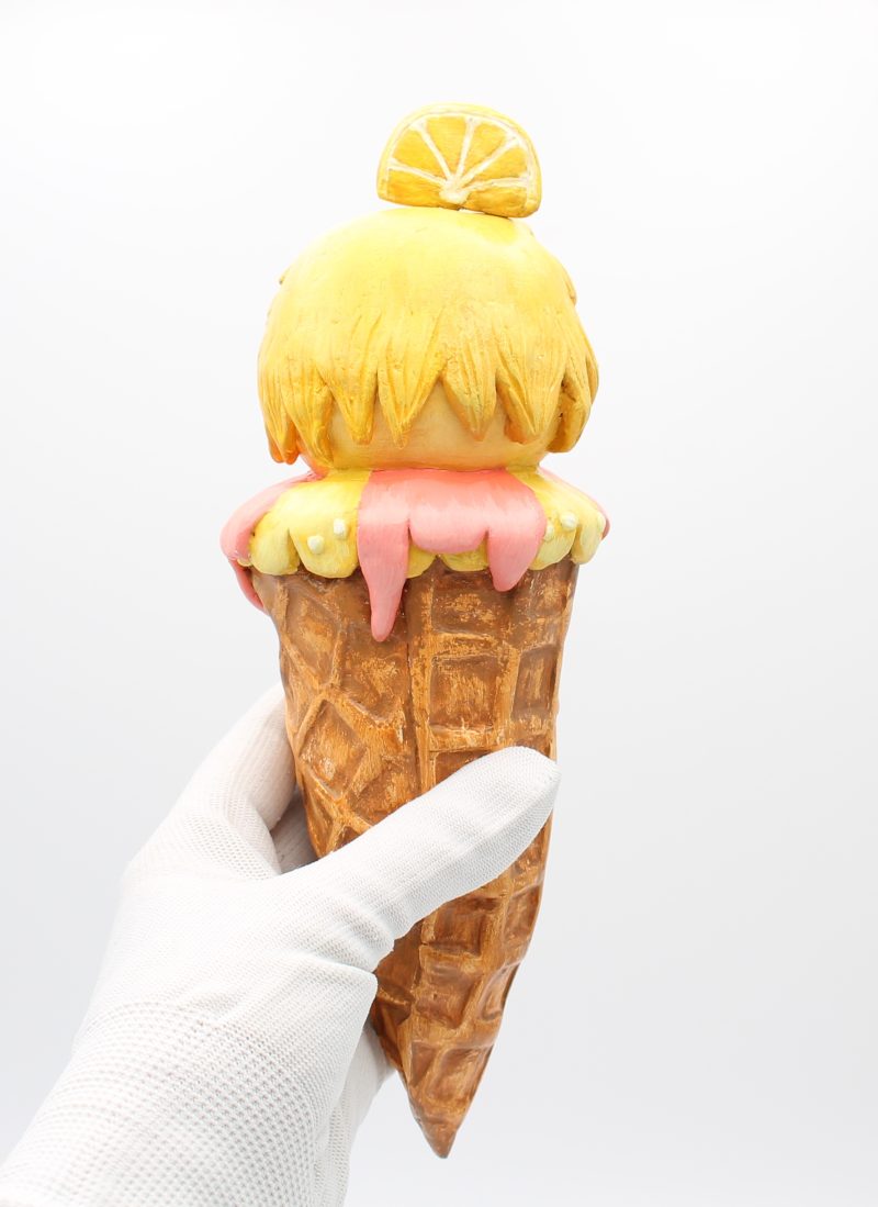 Lemon Spark OOAK Art Doll, Handmade Paper Clay Ice Cream Character