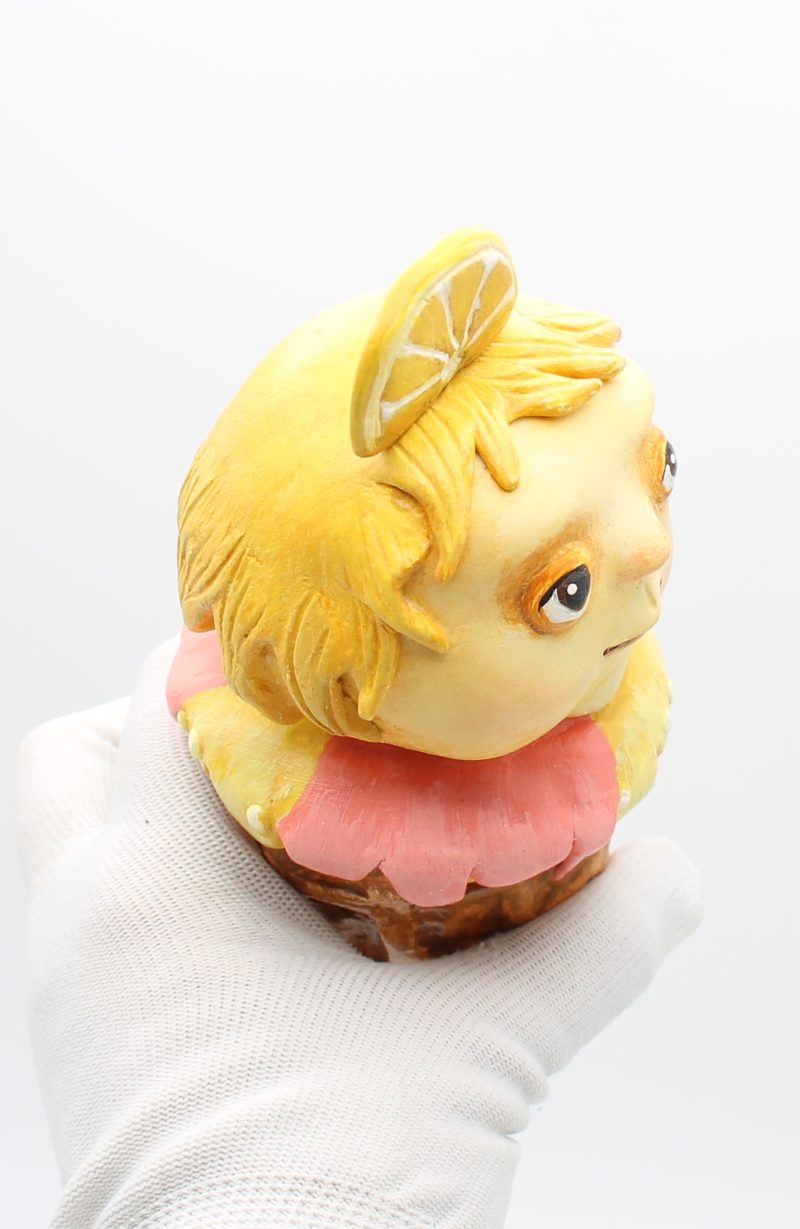 Lemon Spark OOAK Art Doll, Handmade Paper Clay Ice Cream Character