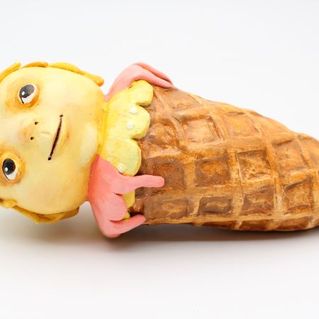 Lemon Spark OOAK Art Doll, Handmade Paper Clay Ice Cream Character