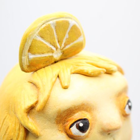 Lemon Spark OOAK Art Doll, Handmade Paper Clay Ice Cream Character