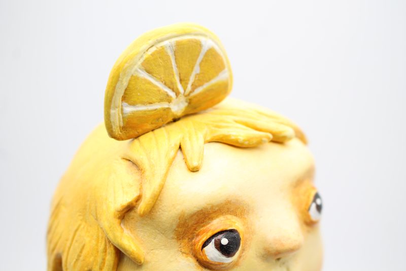 Lemon Spark OOAK Art Doll, Handmade Paper Clay Ice Cream Character
