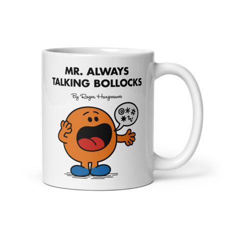 Funny Talking Bollocks Mug – White 11oz Ceramic Novelty Gift Mug – Cheeky Adult Humour Style