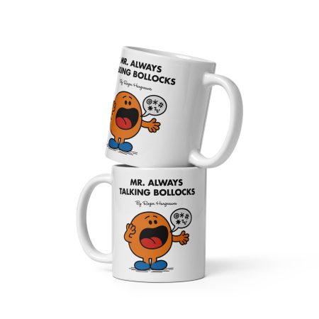 Funny Talking Bollocks Mug – White 11oz Ceramic Novelty Gift Mug – Cheeky Adult Humour Style