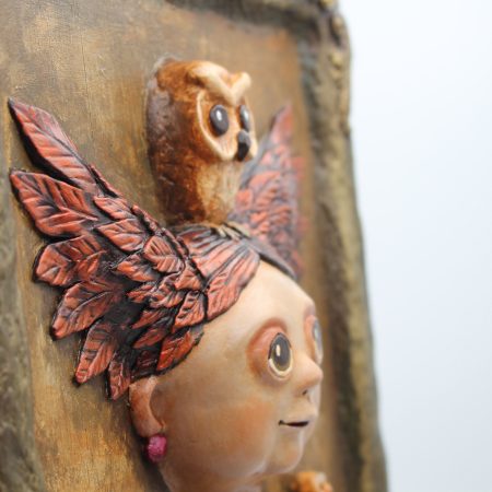 Clara Nightfeather 3D Sculptural Portrait, Ready to Hang